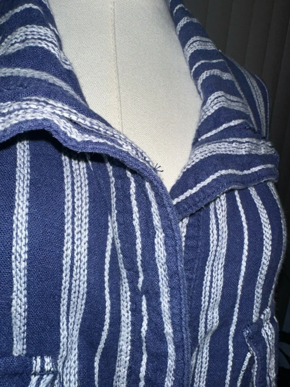 Striped Navy Utility Button-Up Jacket